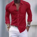 13-color men's shirt, light blue and white checkered long-sleeved shirt, slim fit, casual, business and commuting men's top.
