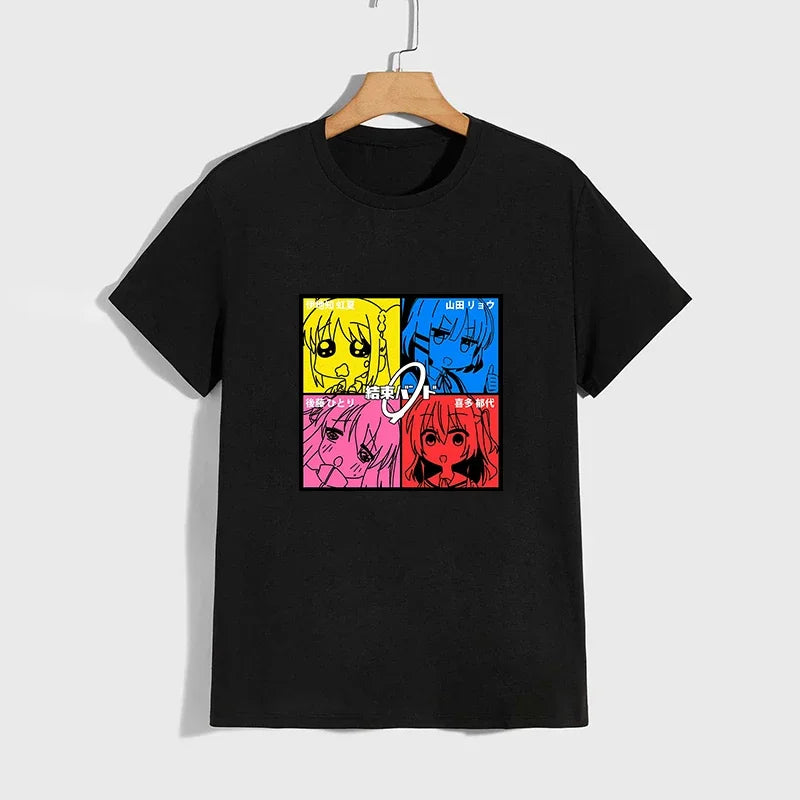 High Quality Pure Cotton T-shirt Kessoku Band Print Tshirt Men Women Daily Casual Comfort Tees Japan Anime Short Sleeve Top