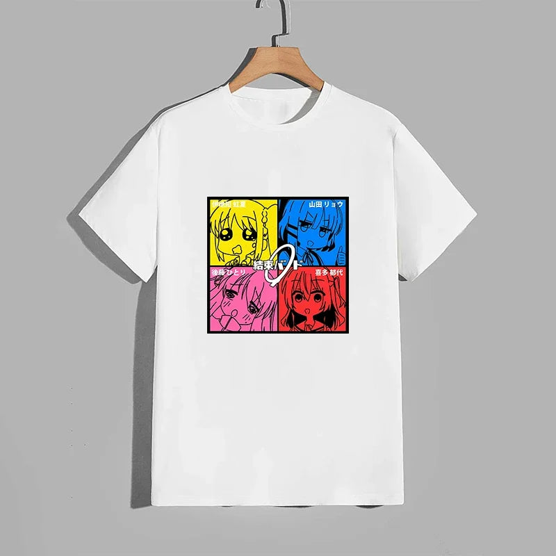 High Quality Pure Cotton T-shirt Kessoku Band Print Tshirt Men Women Daily Casual Comfort Tees Japan Anime Short Sleeve Top
