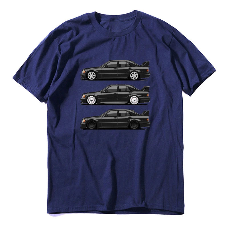 New Germany Car  190 W201 Best Car Cosworth Custom Print Mens Clothes  New Arrival Summer Fashion Short Sleeves 100% Cotton