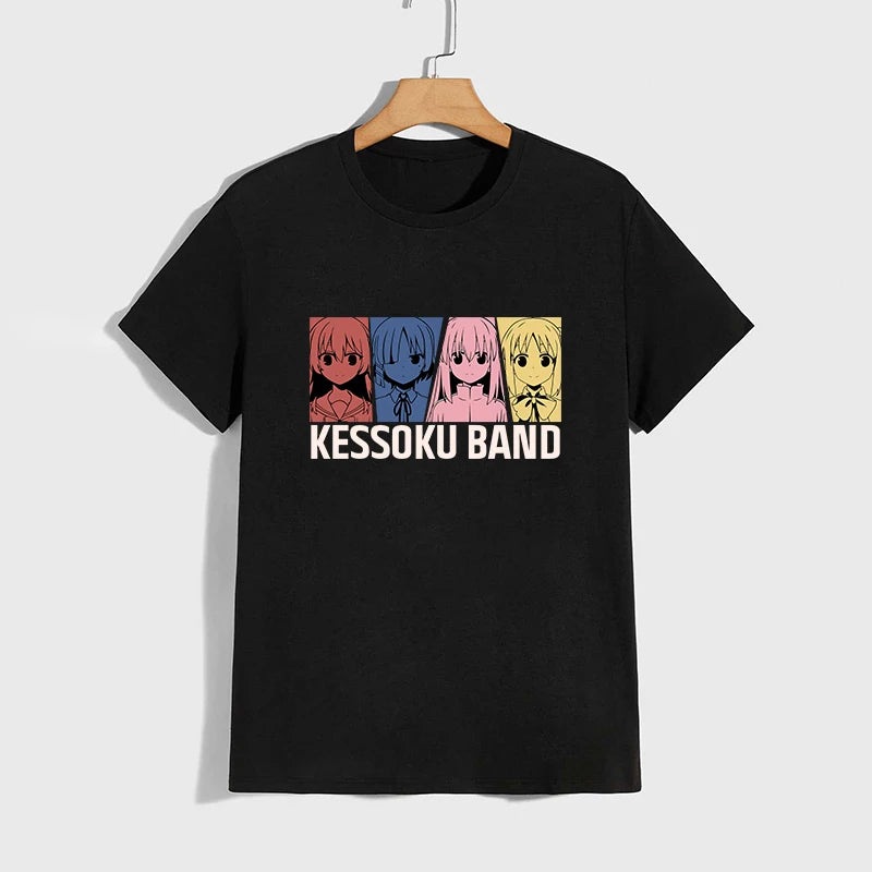 High Quality Pure Cotton T-shirt Kessoku Band Print Tshirt Men Women Daily Casual Comfort Tees Japan Anime Short Sleeve Top