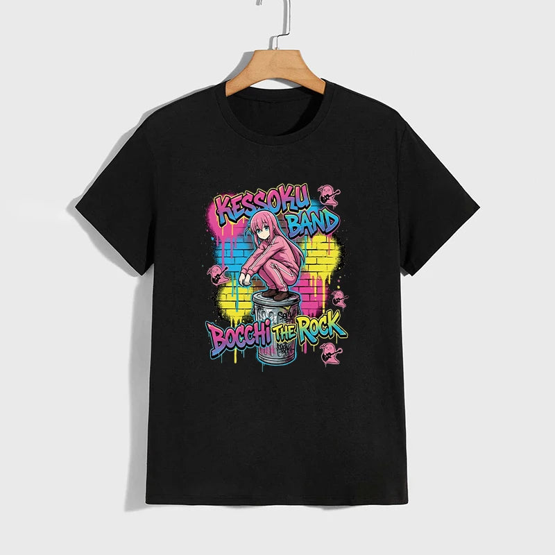 High Quality Pure Cotton T-shirt Kessoku Band Print Tshirt Men Women Daily Casual Comfort Tees Japan Anime Short Sleeve Top