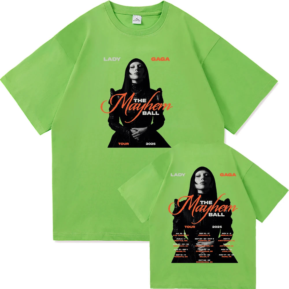 Lady Gaga The Mayhem Ball Tour 2025 T Shirt Fashion Men/Women Aesthetic Hip Hop Vintage T-Shirt Unisex Casual Cotton Tees Shirts